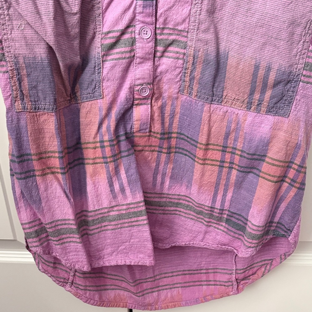 Pilcro Purple Plaid Button-Up Shirt - Picture 4 of 5